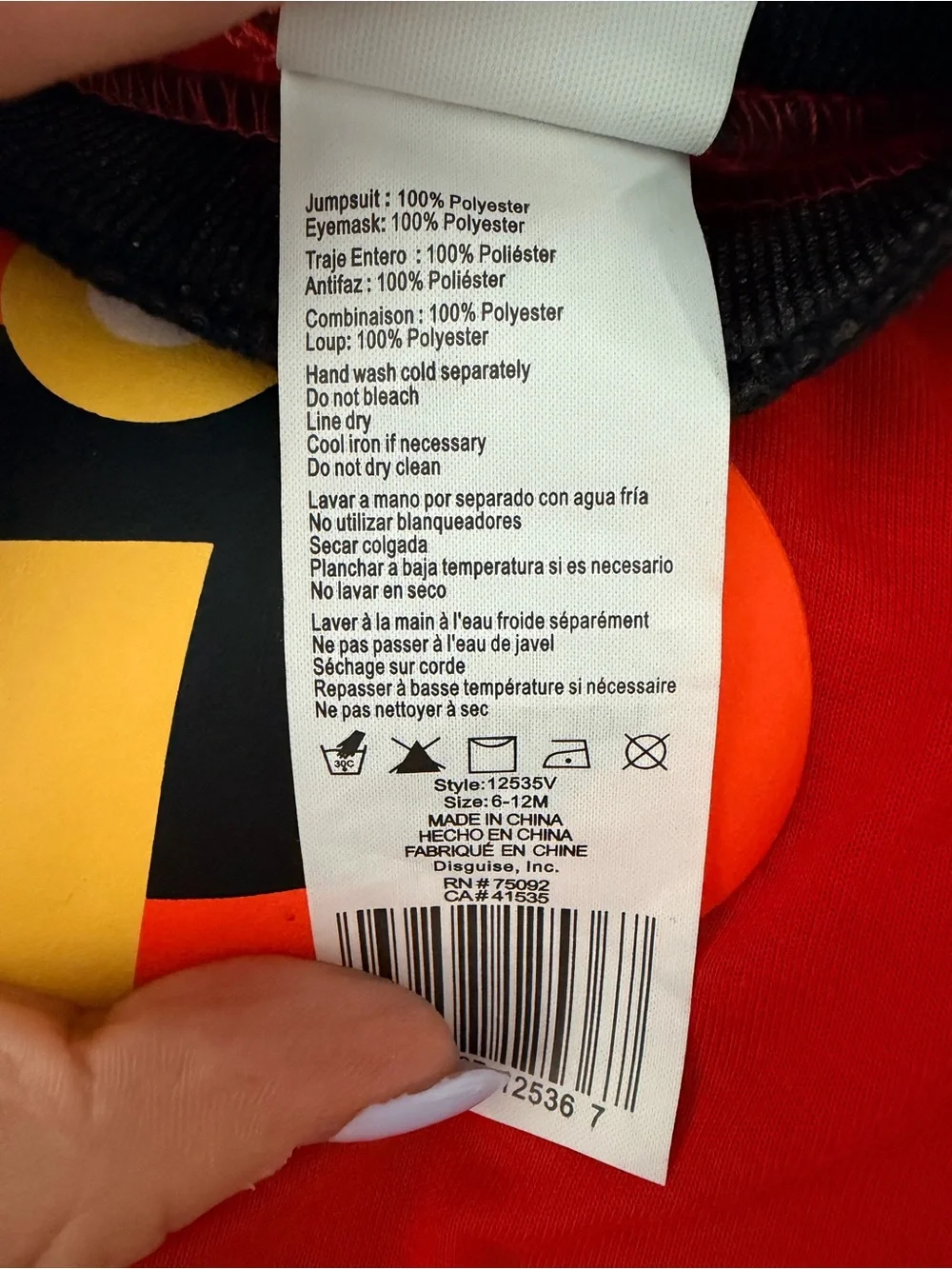 Disney Red, Black and Orange Superhero Kids Jumpsuit